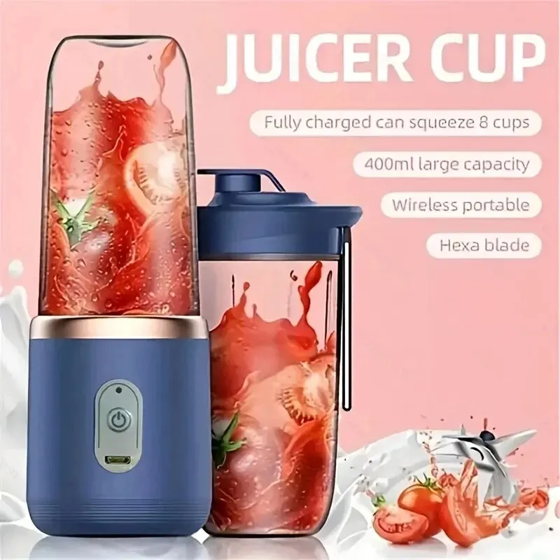 6-ostrzowa przenośna sokowirówka USB akumulatorowa sokowirówka kubek z ostrzem ze stali nierdzewnej sokowirówka automatyczny blender do smoothie narzędzie kuchenne