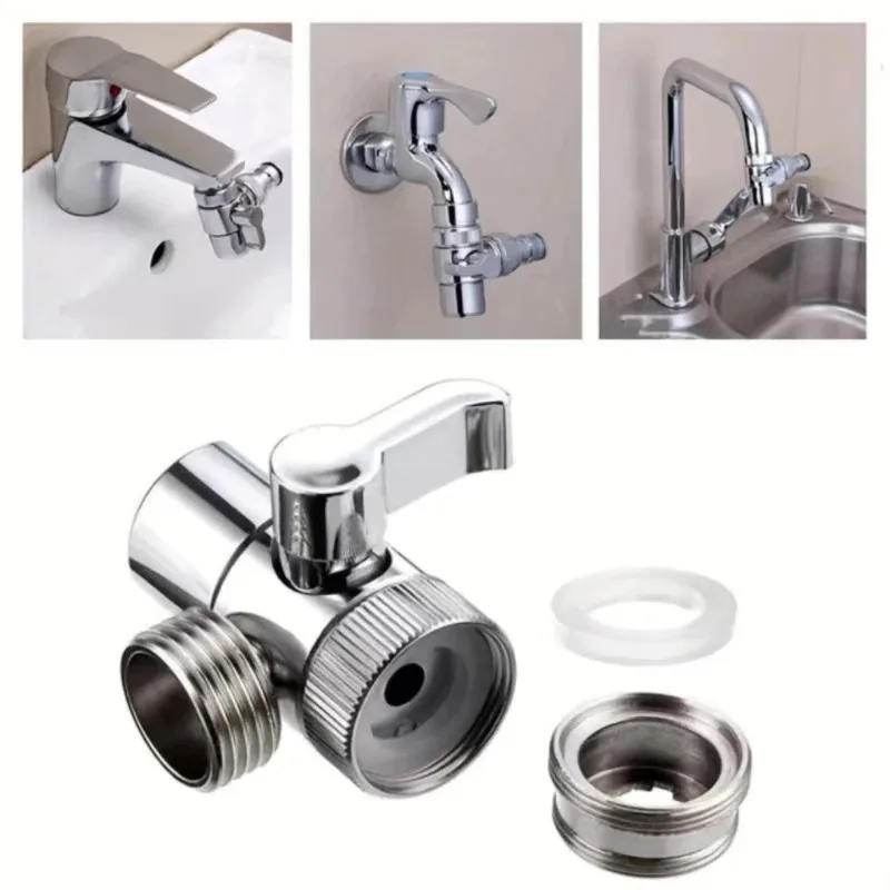 Séparateur de robinet universel pour cuisine, salle de bains, toilettes et douche, vanne de dérivation, connecteur de robinet d'eau avec adaptateur de commutateur facile