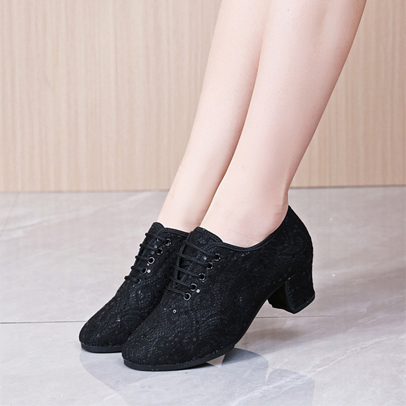 Pailletten Frauen Ballsaal Tango Salsa Latin Dance Schuhe Oxford Lehrer Schuhe Schwarz Weiß Morder Party Tanz Schuhe Turnschuhe Ferse 5 cm