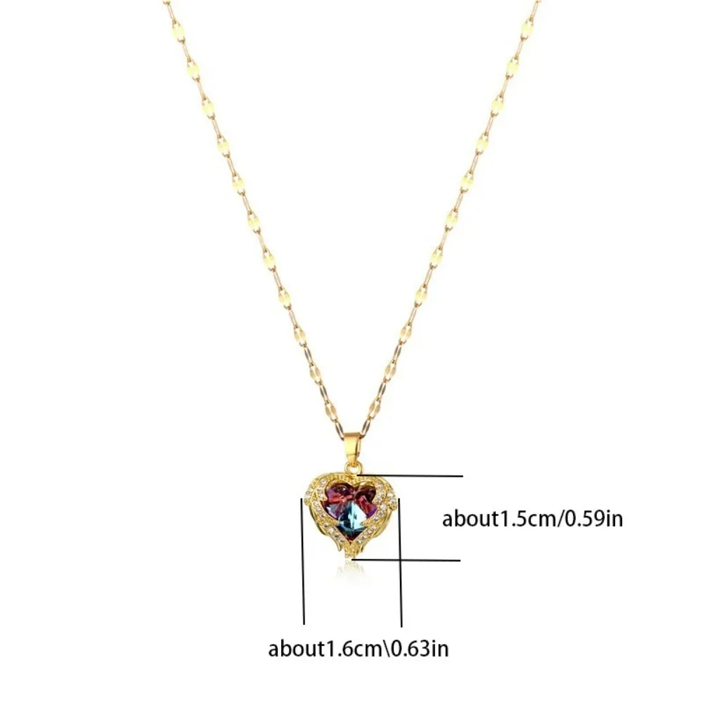 Collana con ciondolo a forma di cuore oceano di cristallo colorato di lusso superiore per le donne catena con collo da sposa femminile alla moda in acciaio inossidabile 316L