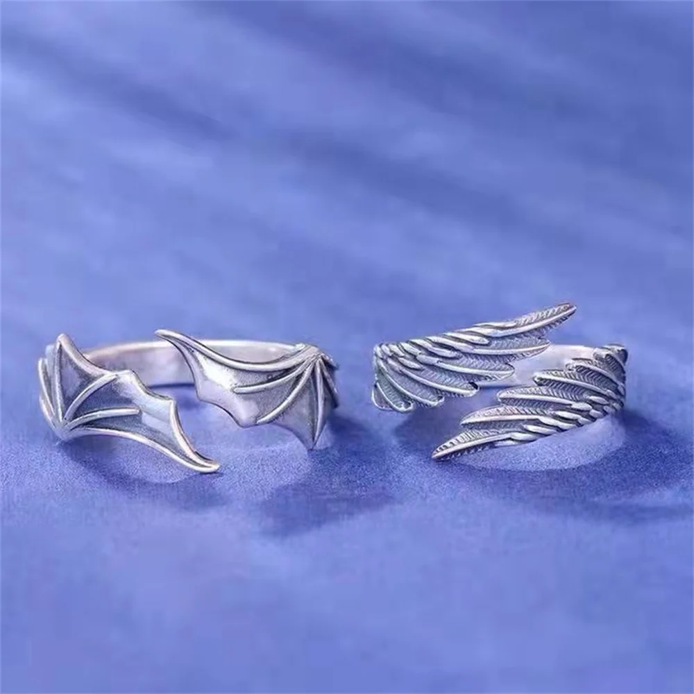 Anime Engel Dämon Paar Ringe für Frauen Männer Mode Tier verstellbar offener Ring Versprechen passende Paar Ring Party Geschenke