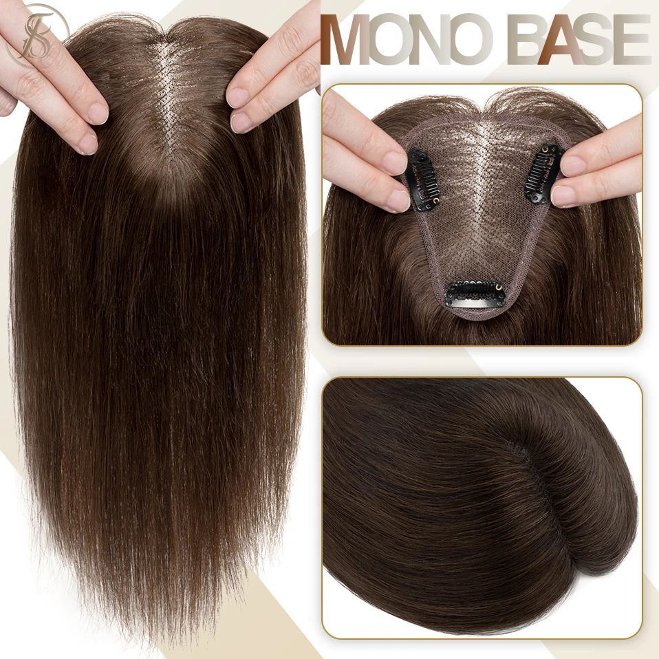 TESS ハンドシングルノットヘアトッパー 8 × 10 センチメートル女性トッパー自然な髪かつらクリップ人毛エクステンションレースかつら交換