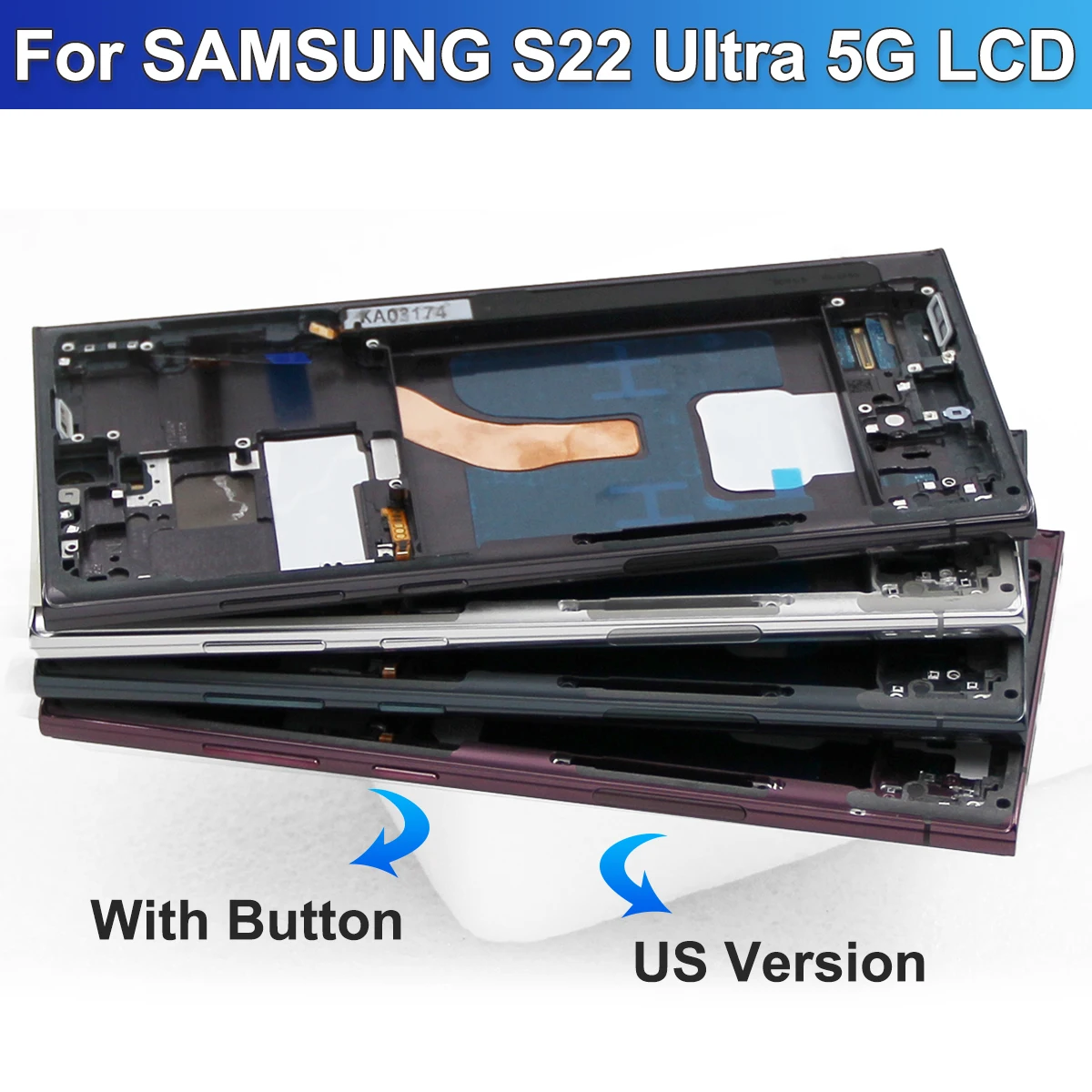 6.78" S22 Ultra Super Amoled for Samsung Galaxy S22 Ultra Lcd Display with Frame S908B S908U Digital Touch Screen Replacement