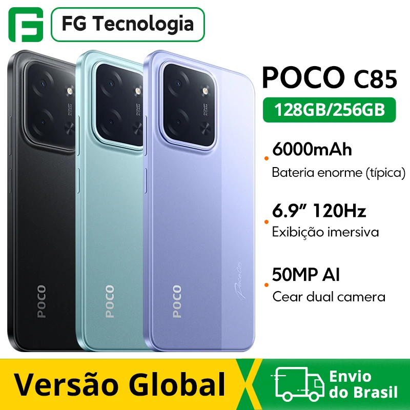 【Estreia mundial】POCO C85 Versão Global Smartphone 128/256GB Helio G81-Ultra 6000mAh bateria 6,9 "display 50MP Câmera 33W NFC