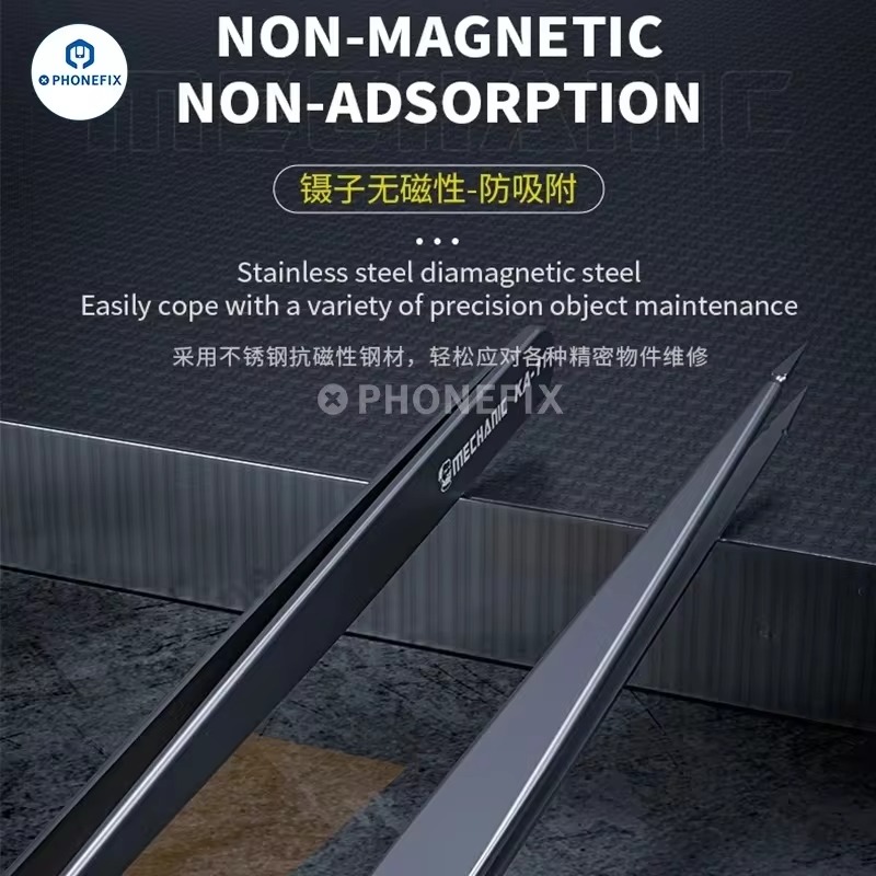 MECHANIC KA-11 High Hardness Stainless Steel Micrometer Tip Tweezers Non-magnetic Precise Fly Wire Phone Electronic Repair Tool