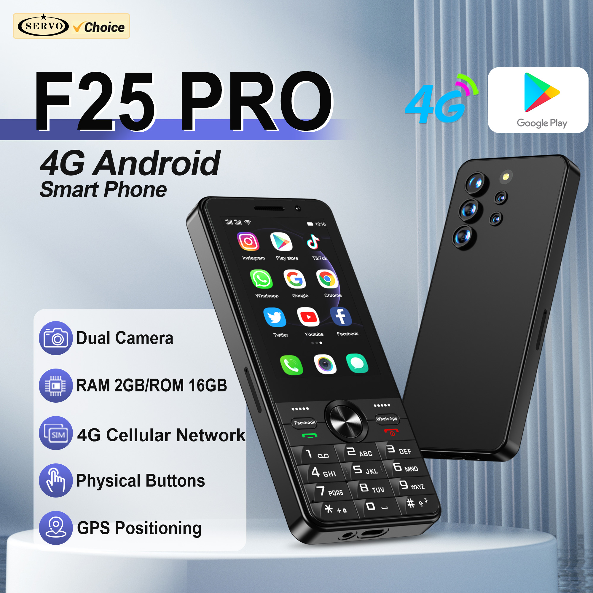 SERVO F25 PRO Smartphone 4G LTE Wi-Fi Hotspot Google Play Android System Dual SIM Standby 3.5" Touch Screen Smart Mobile Phones