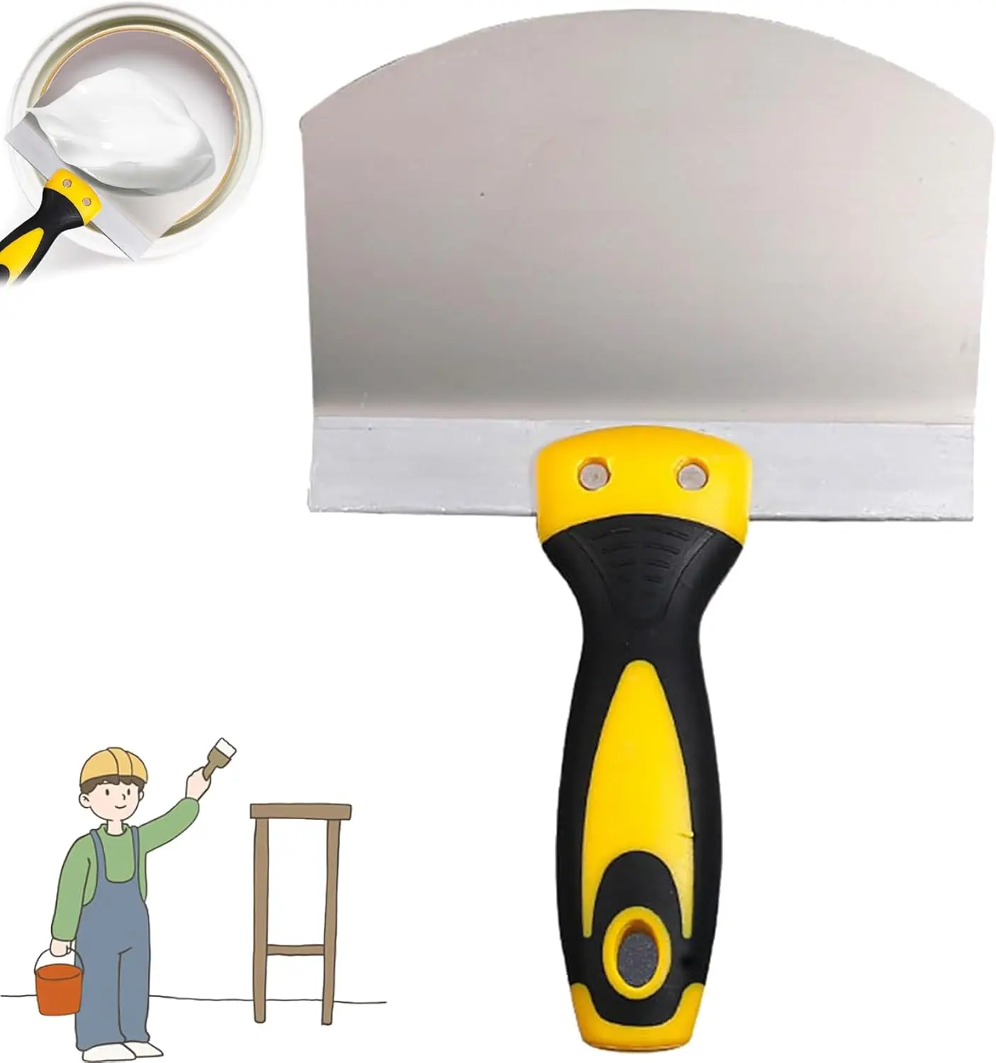 Cuchillo raspador de masilla de acero inoxidable, espátula de relleno de pintura, herramienta de pintores, raspador de relleno de alimentación de pintura, cuchillo para yeso