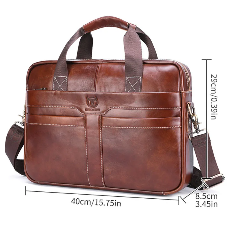 Da Bò Nam Cặp Sách Sáng Bóng Da Bò Kinh Doanh Túi Xách Tay Công Suất Lớn Da Đeo Vai Tặng Giải Trí Túi Laptop TS053