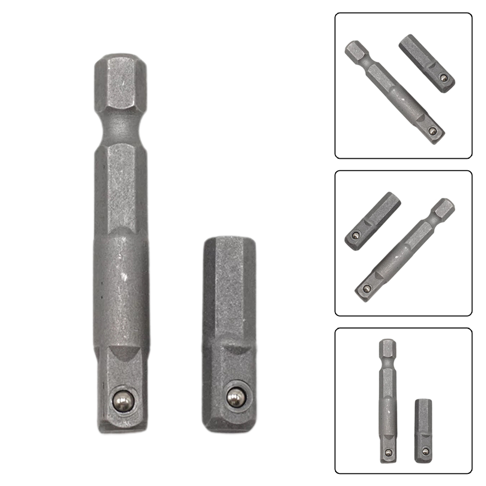 Adaptador de enchufe de impacto, convertidor de llave de varilla de extensión de vástago hexagonal de 1/4 "para herramientas de repuesto de mandriles de taladro de cambio rápido, 2 uds.