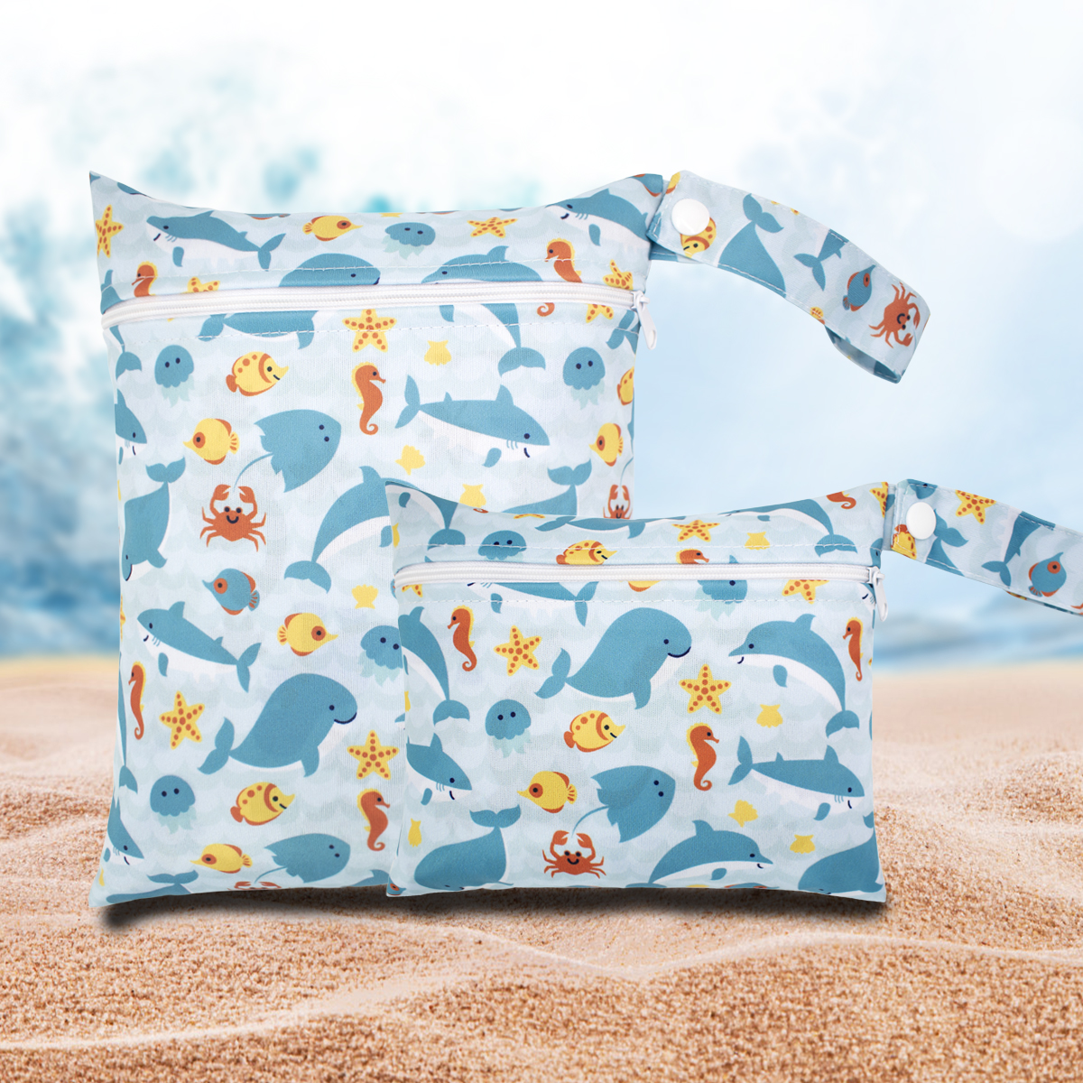 Zestaw 2 szt. Uroczych torebek na artykuły menstruacyjne 18*25cm i 18*15cm, wodoodporna torba na pieluchy, torba na mokre rzeczy