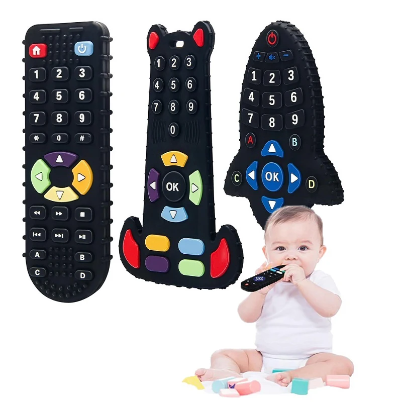 Giocattoli per la dentizione del bambino Massaggiagengive in silicone per uso alimentare per neonati 0 3 6 12 mesi TV Forma remota Bambino Masticare Dentizione Sollievo Giocattoli per bambini