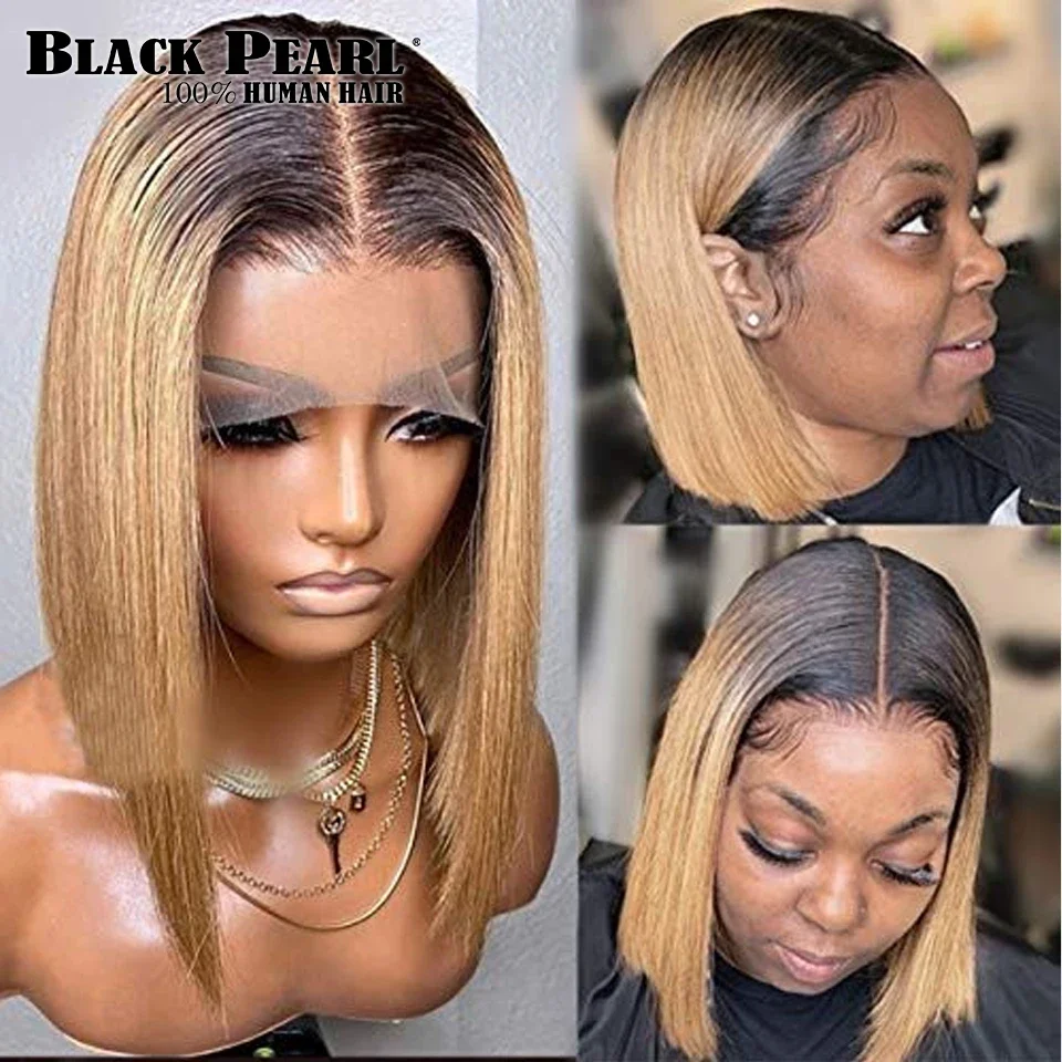 Ombre em linha reta bob 13x6x2 perucas dianteiras do laço cabelo humano curto bob perucas cinza loira remy cabelo pré arrancado peruca sem cola com franja