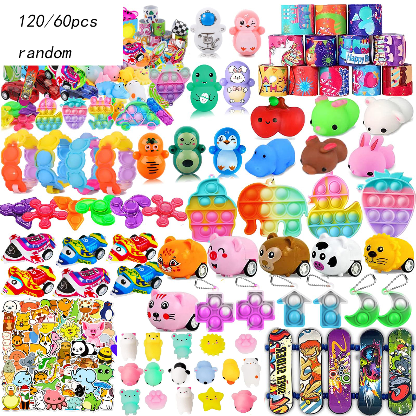 120/60 шт. сувениры для вечеринок для детей, игрушки-поп-непоседа, коробка с сокровищами для классной комнаты, наполнитель для пиньиты, наполнители мешков для подарков
