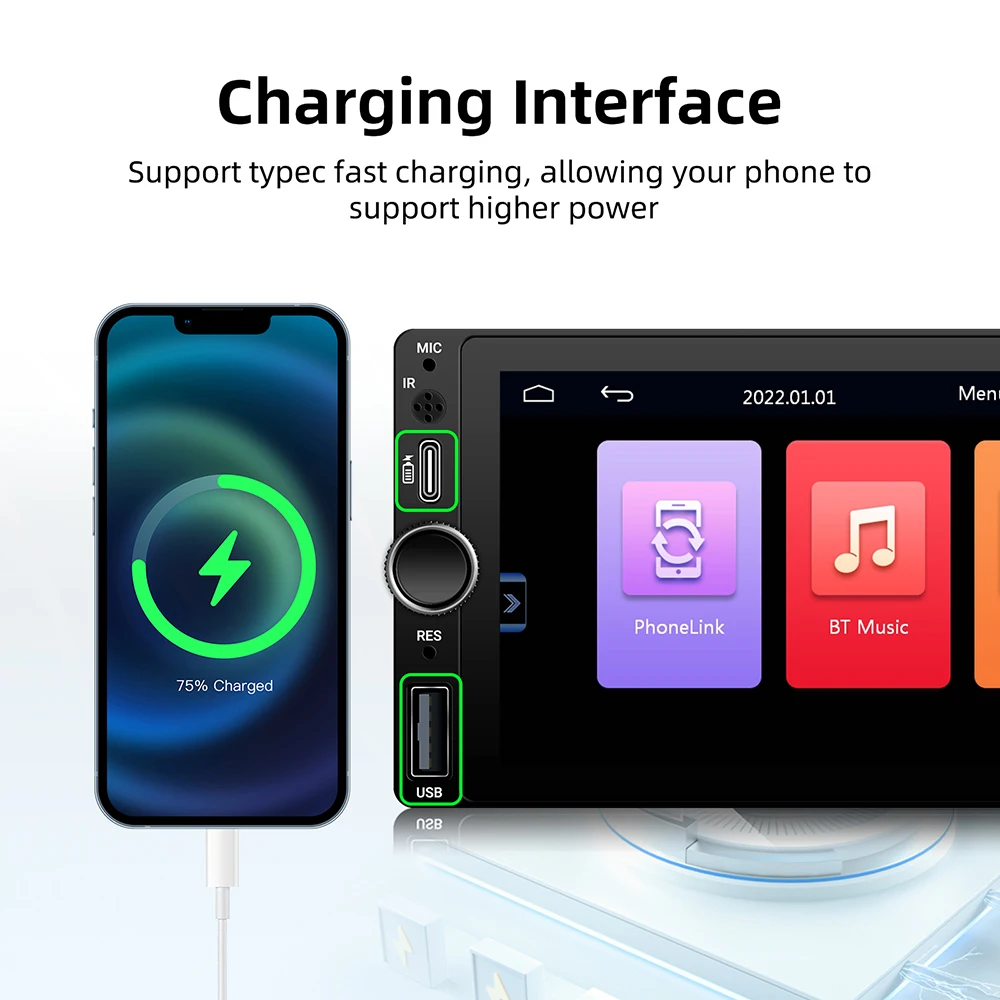 1din 6.86 polegada universal mp5 rádio do carro suporte sem fio carplay android auto aux usb bt tela de toque multimídia player vídeo
