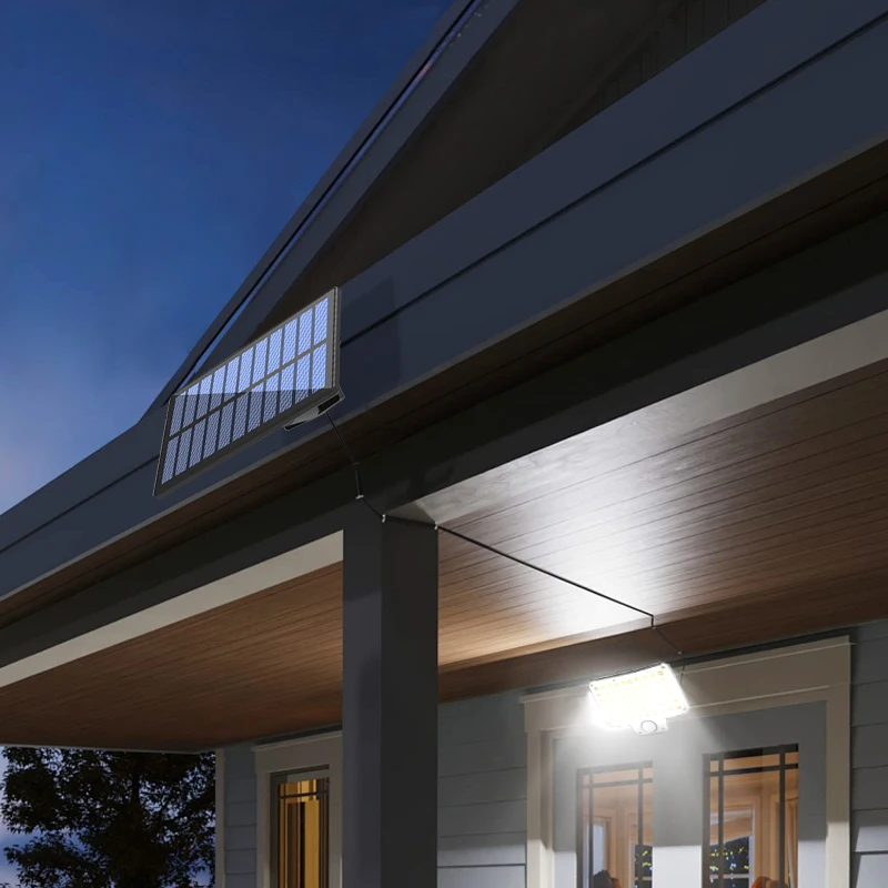Sensor de movimento super brilhante, 3 modos, 153/210/240led, solar, externo, à prova d'água, com holofote de movimento, controle remoto para pátio, garagem