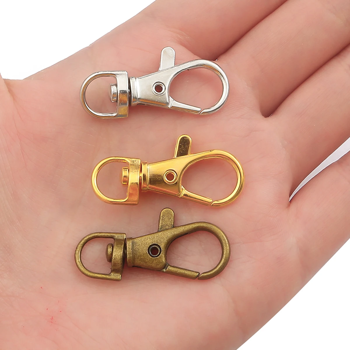Split Key Ring com fecho giratório da lagosta, conector para o cinto do saco e correntes do cão, jóias DIY fazendo Descobertas, 20 PCs/Lot, 50 PCs/Lot