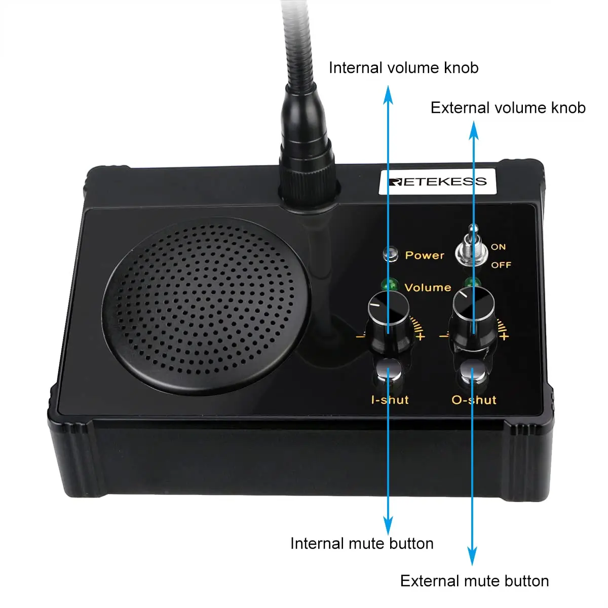 Retekess Dual Way Window Counter Intercom System, Interphone para Restaurante, Banco, Escritório, Loja, Estação, Clínica, TW106, 5W