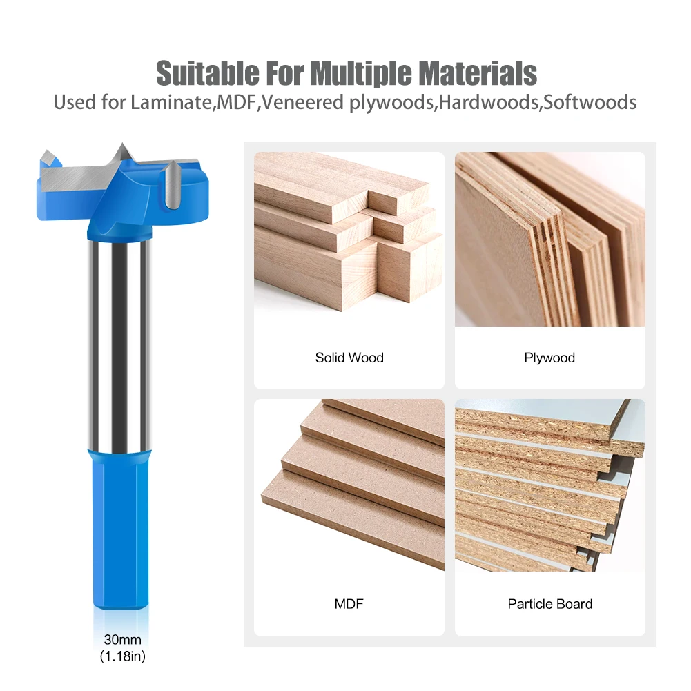 Hex Shank บานพับเจาะ Bit 16-50mm Hole Saw เครื่องตัดทังสเตนคาร์ไบด์ไม้ Router Bit เครื่องตัดไม้เครื่องมือ
