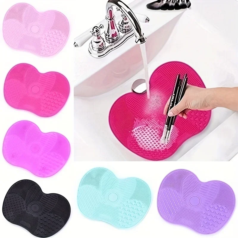 Spazzola in silicone a forma di mela con ventosa tenuta sicura, strumento di bellezza per una pulizia delicata dei pennelli per il trucco, riutilizzabile