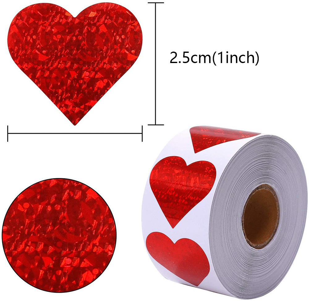100–500 Stück glitzernde Herz-Aufkleber, rote Liebe, Scrapbooking, selbstklebende Aufkleber für Valentinstag, Hochzeit, Dekoration, Schreibwaren-Aufkleber