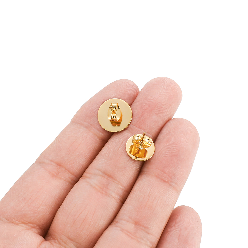 50-100 Uds. Pendientes dorados de agua de acero inoxidable, Base de tachuelas, alfileres de poste en blanco, tapón para pendientes, accesorios traseros para la fabricación de joyas DIY
