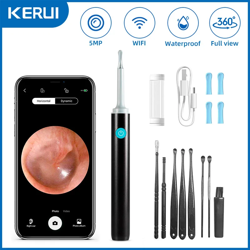 KERUI Smart Visuelle Ohr Sticks Otoskop 5MP Endoskop Kamera Wachs Entfernung Werkzeug Earpick Mini WIFI Kamera Gesundheit Pflege Ohr Reiniger