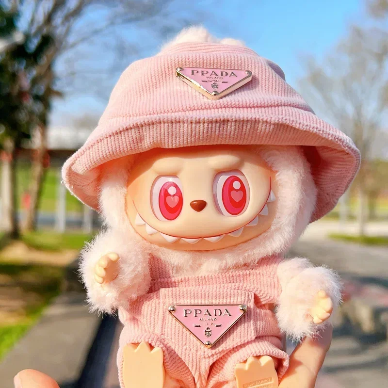 ใหม่ Corduroy สําหรับ Labubu ตุ๊กตาเสื้อผ้าชุดหมวก 17 ซม.เสื้อผ้ารองเท้าตุ๊กตา DIY อุปกรณ์เสริมการฝึกอบรมนั่งปาร์ตี้เกมของเล่นของขวัญ