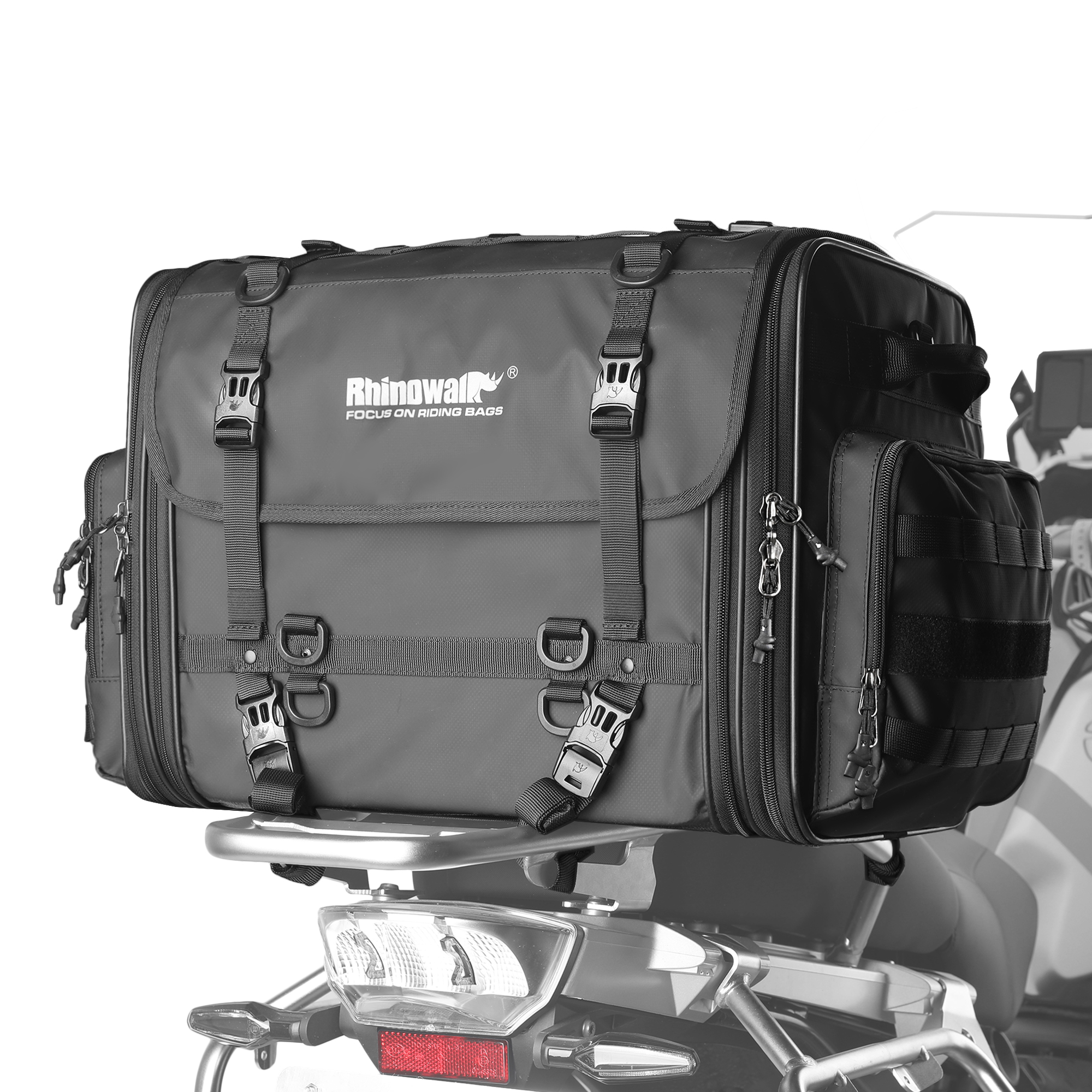 Rhinowalk オートバイ旅行荷物バッグ防水 19L-80L 拡張可能な大容量モーターテール/トランク/ラックバッグほとんどのオートバイ用