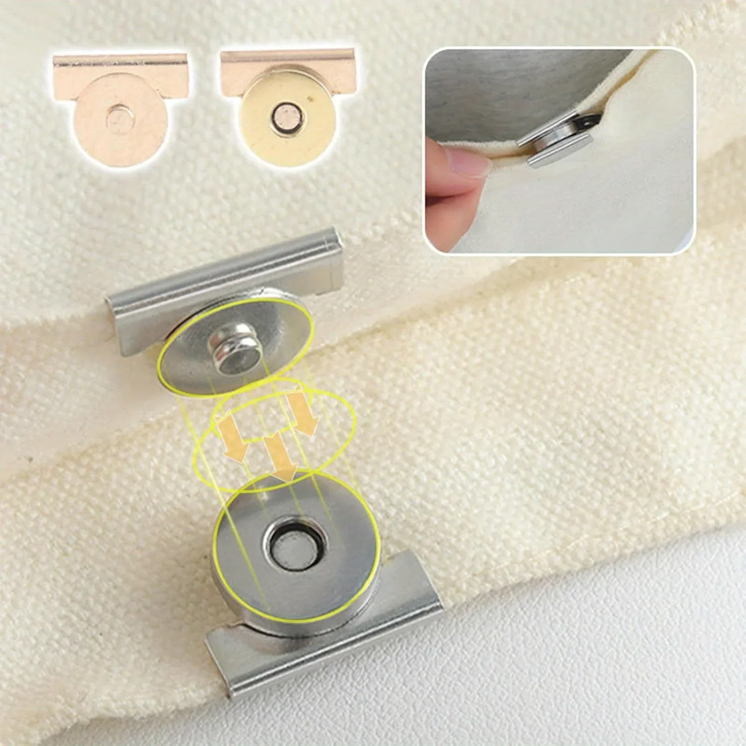 5 쌍 스냅 버튼 토트 백, 의류 및 DIY 공예품, 바느질이 필요 없는 클립 클로저용 금속 이음매 없는 자기 버클 걸쇠