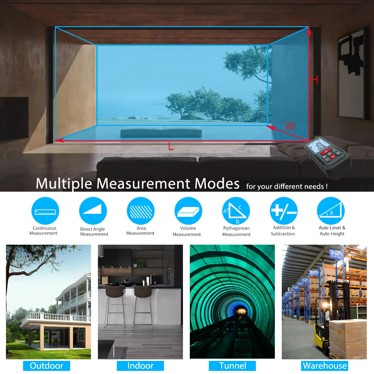 MILESEEY Laser Rangefinder S2 Rechargeable Laser Tape Measure 50M 70M 100M 120M High-Accuracy Trena with Electronic Angle