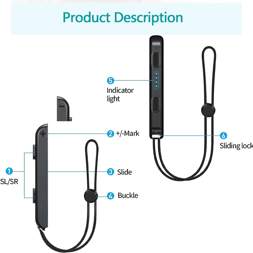 GAMINJA 2Pcs Gamepad Wrist Strap For Switch Joycon Replacement Joy Con Controller Wrist Strap Lanyard Built in aluminum alloy