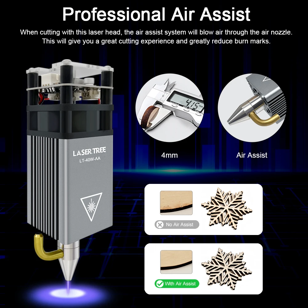 LASERBAUM 5W 10W 20W Optical Power Air Assist Laserkopf Blaulicht TTL-Modul für CNC-Lasergravierer Schneiden von Holzbearbeitungswerkzeugen