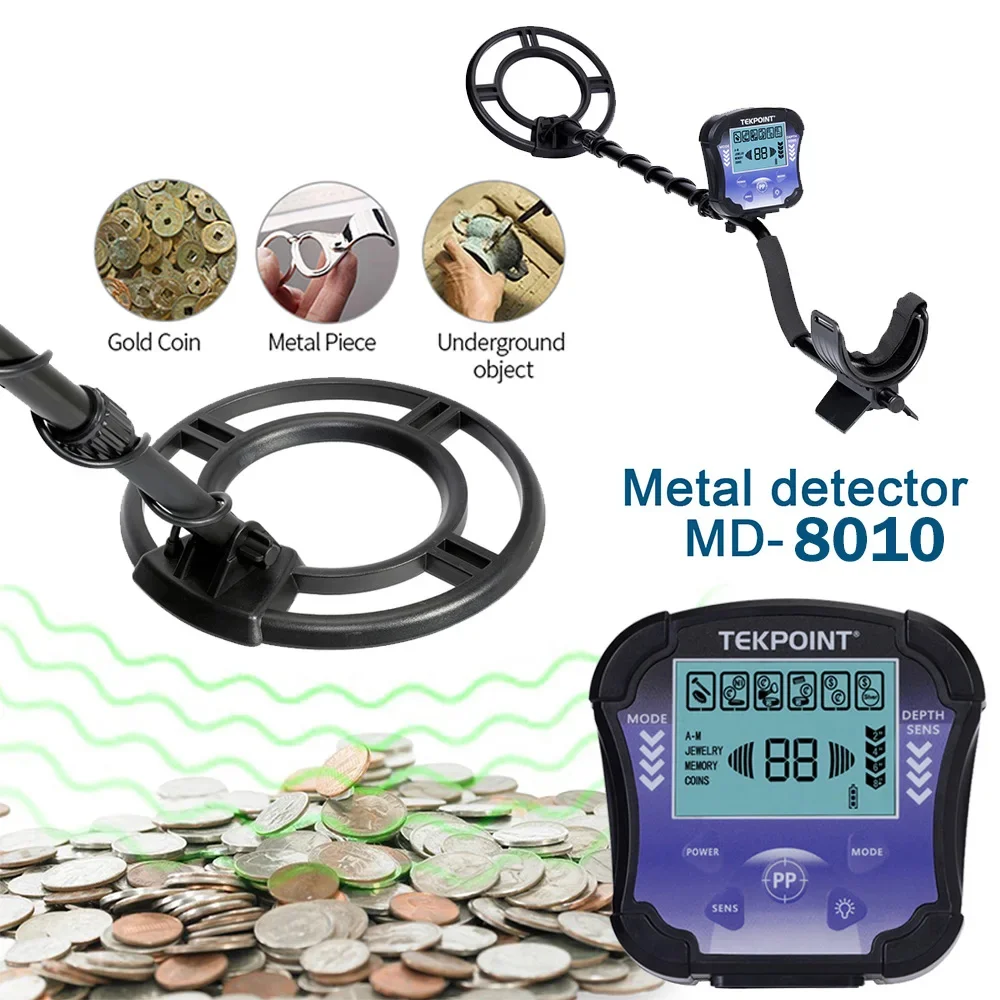 Md8010 Metaaldetector Ondergronds Goud Detector Hoge Nauwkeurigheid Metalen Vinder Verstelbare Schatzoeker Zoeker Detector Draagbaar