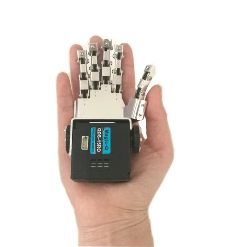 Braço manipulador de metal para Humanoid, Mini Bionic Robot Hand, Five Fingers, Left and Right Hand, Kit DIY, Servo Programável Hand