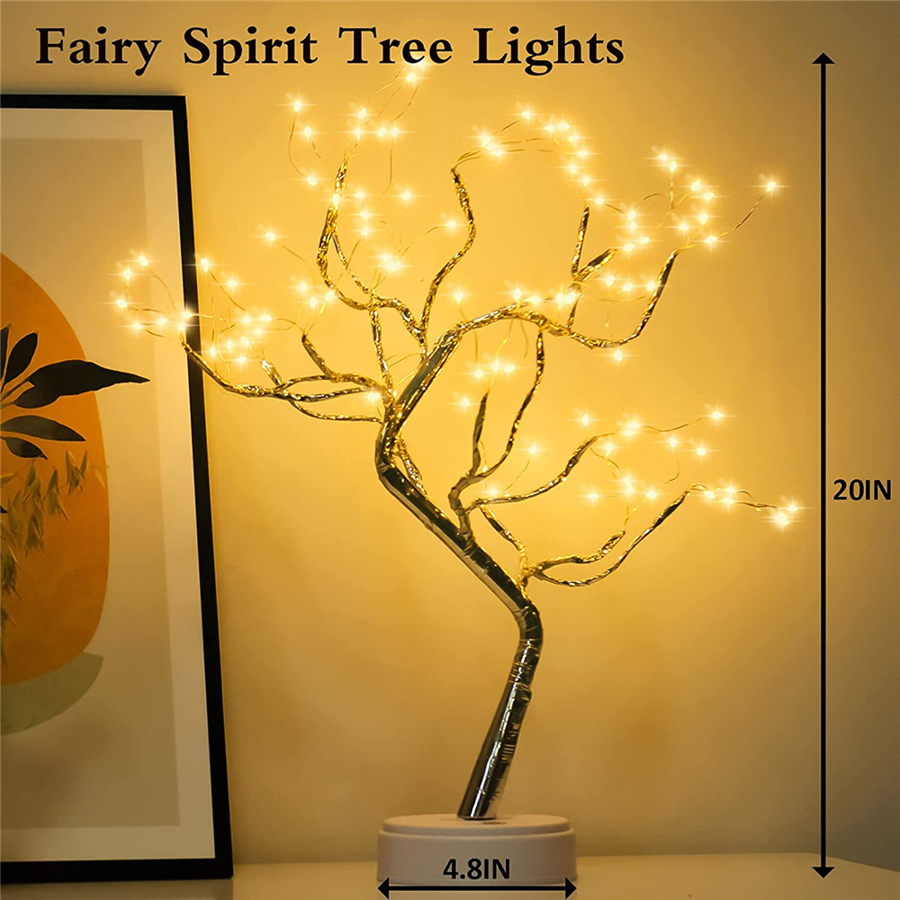 108 LED-Lichterkette, Geisterbaum, ferngesteuertes Bonsai-Baumlicht, Glühwürmchen-Baumlampe, Batterie/USB, süßes Nachtlicht für Schlafzimmer, Party-Geschenk
