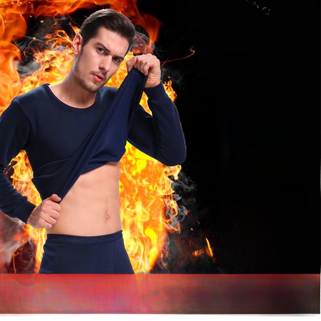 メンズサーマル下着セットフリース裏地肥厚ピュアカラーインナーウェアTシャツとパンツ幼児大人用2点セット