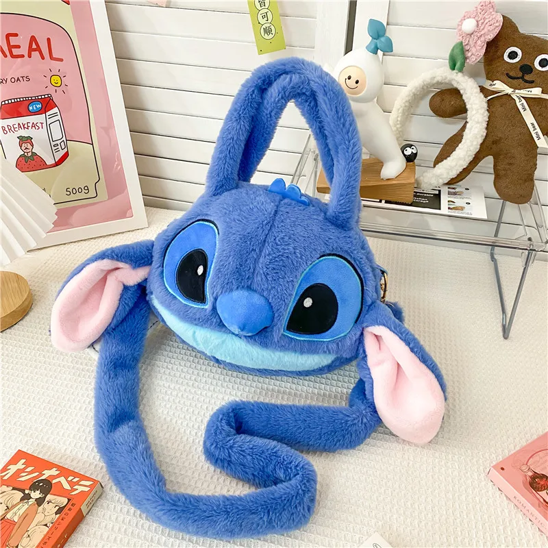 Disney ใหม่ Lilo & Stitch ของเล่น Kawaii Plush Messenger กระเป๋ากระเป๋าถืออะนิเมะตุ๊กตาของเล่นเด็กการ์ตูน Plushie กระเป๋านุ่ม