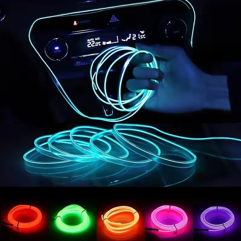 ภายในรถ LED โคมไฟตกแต่ง EL สายไฟนีออนสําหรับ Auto DIY ยืดหยุ่น Ambient Light USB PARTY บรรยากาศไดโอด # เปล่งเสียงโค