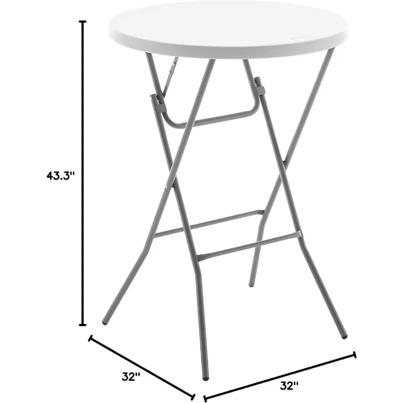 32" Round 43" Bar Height White Granite Plastic Folding Table Portable Commercial Table Banquet Card Coffee Dining Table for