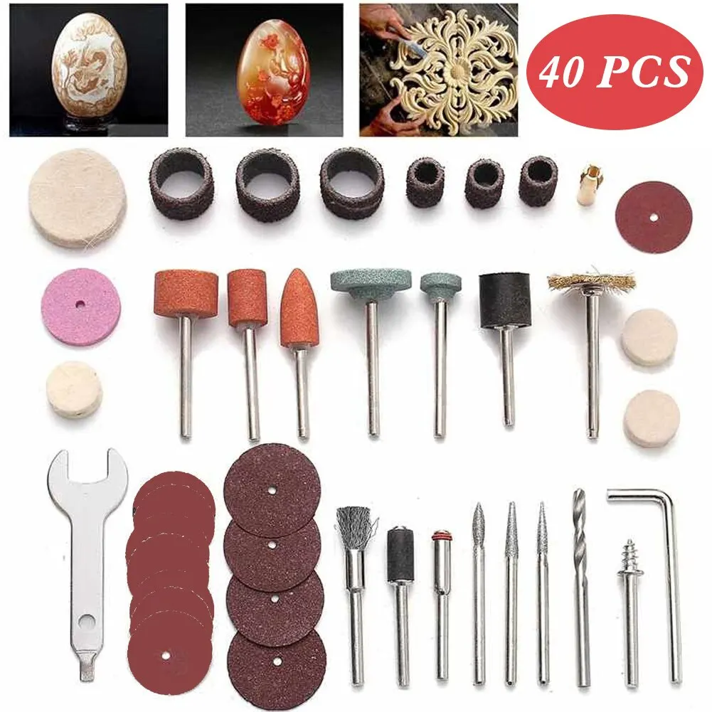 Set di strumenti micro abrasivi da 40 pezzi Set di accessori per utensili multi-rotore per trapano elettrico Kit di lucidatura rotativa per affilare