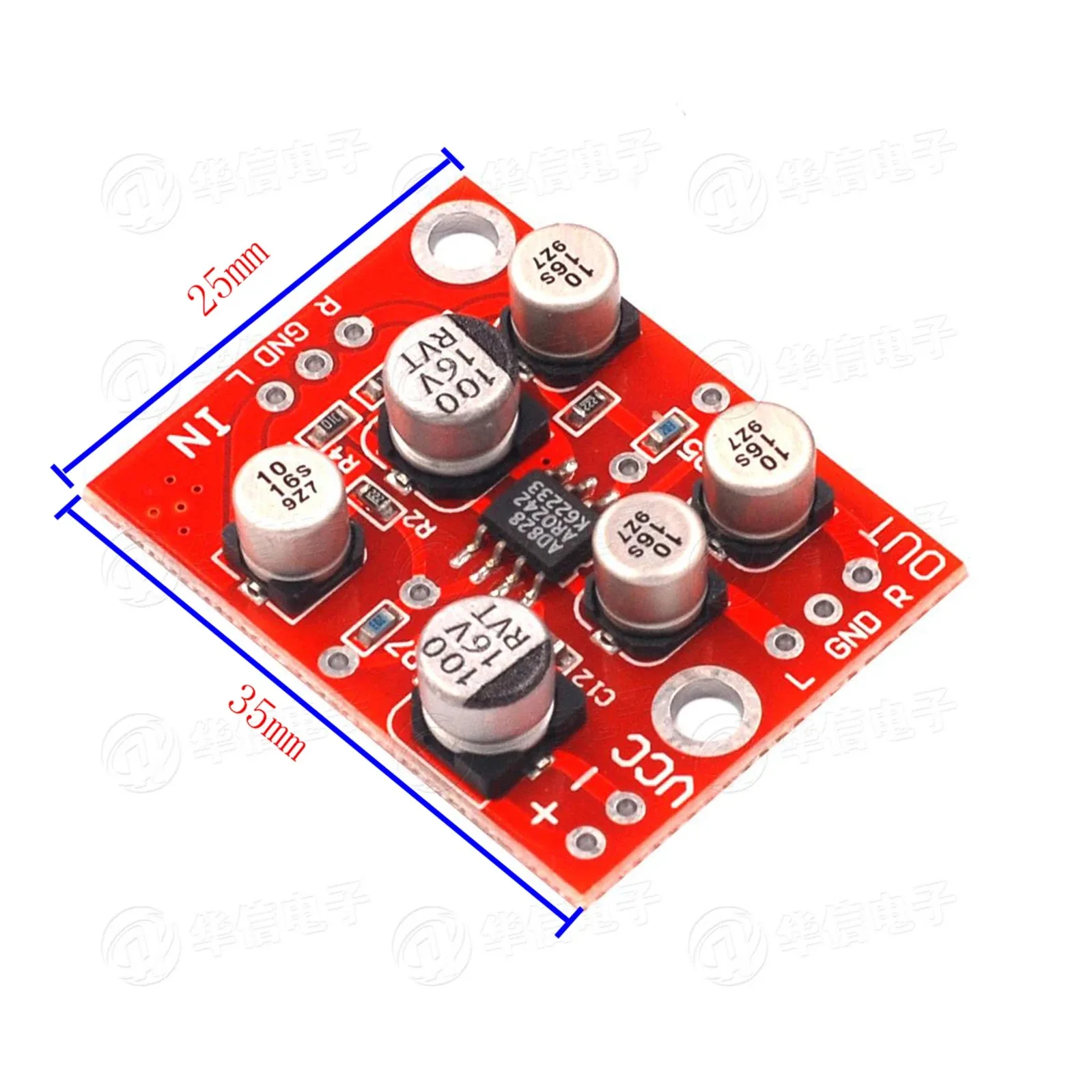 DC 5V-15V AD828 Stereo Preamp Power Amplifier Board Preamplifier Module