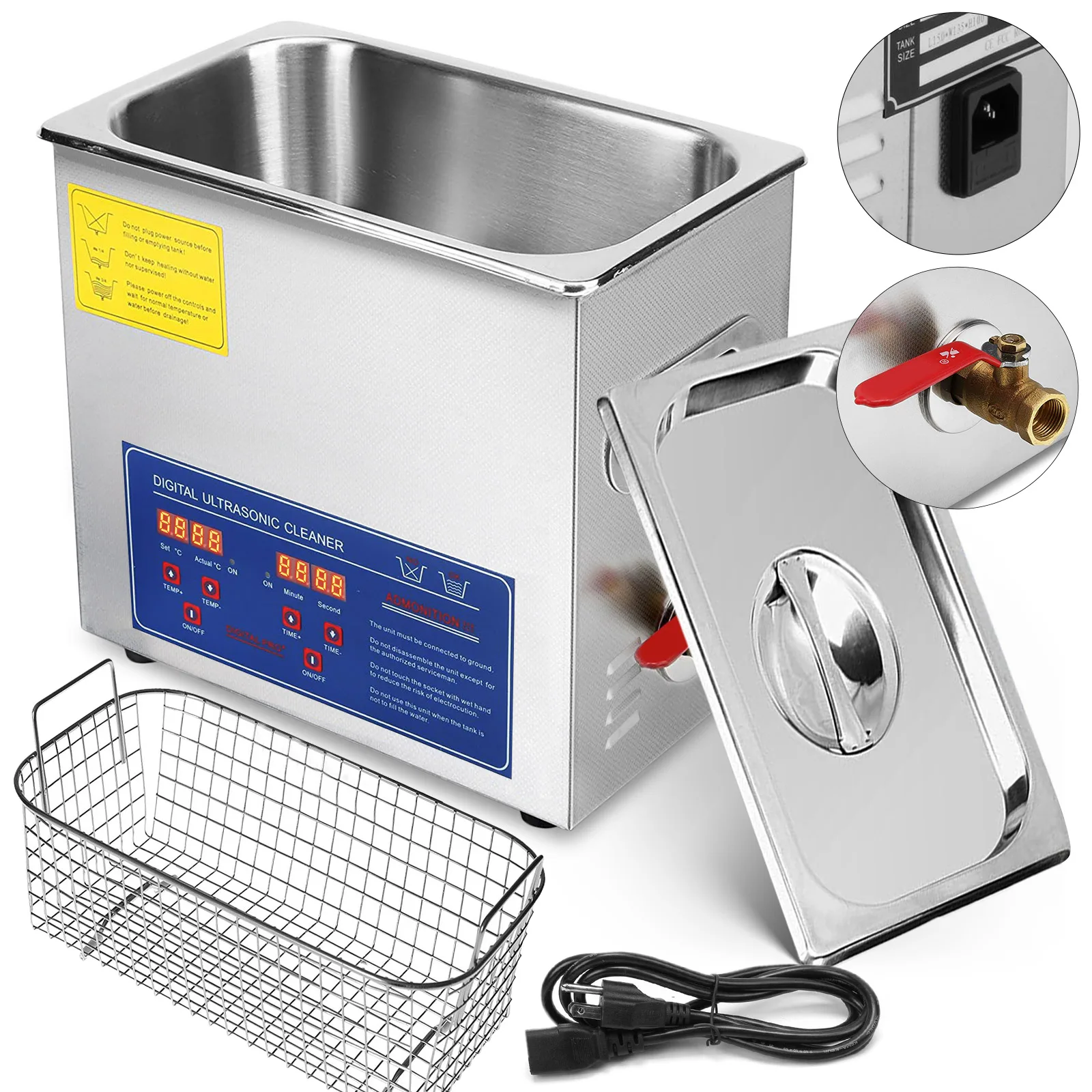 Limpiador ultrasónico de 3L, 6L, 10L, 2L, lavadora por ultrasonido, baño de lavado con calefacción ultrasónica, limpiador ultrasónico comercial para el hogar