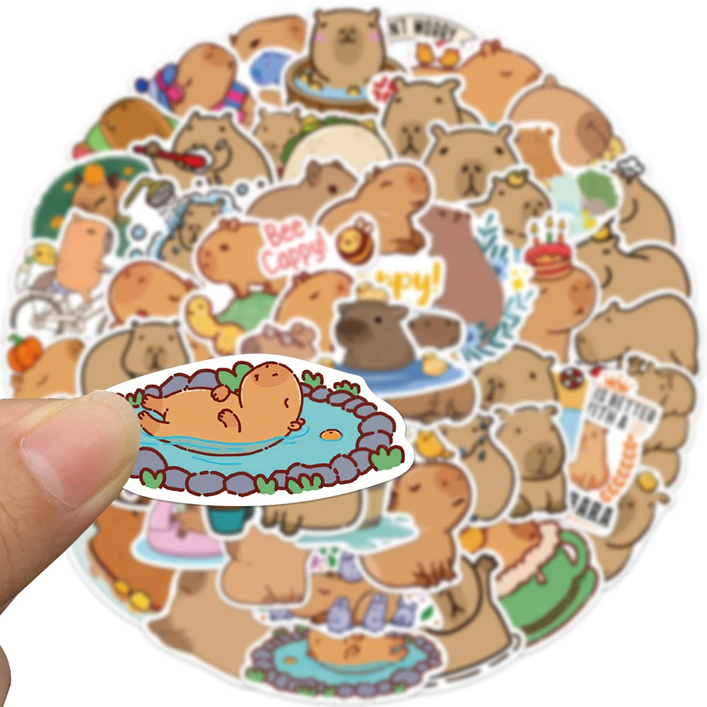 50 pezzi di cartone animato capibara adesivo decalcomanie decorazione telefono fai da te notebook valigia laptop frigorifero adesivo per bambini