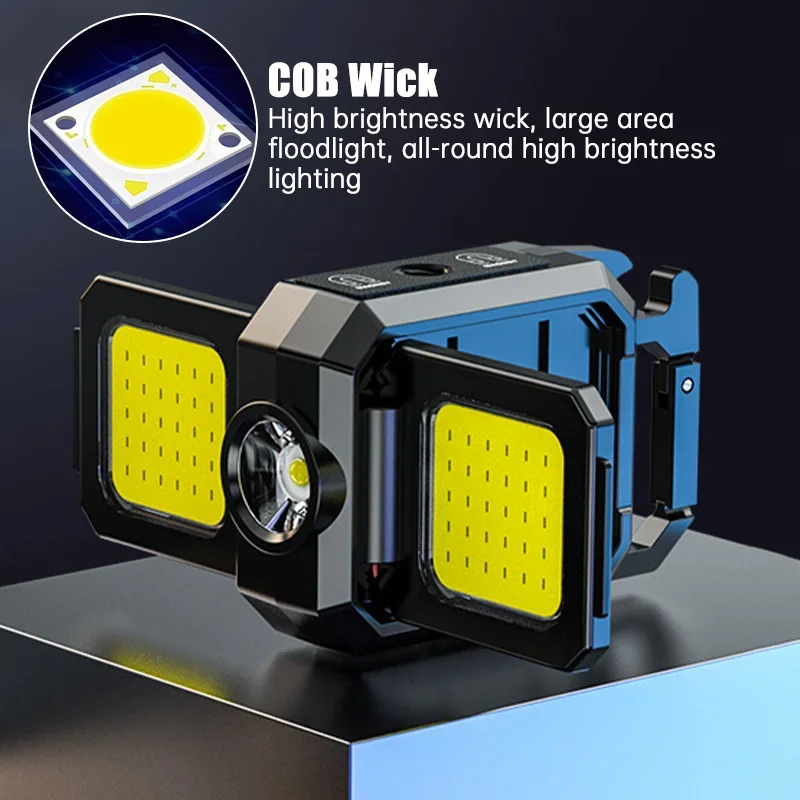 Mini-Taschenlampe, Schlüsselanhänger-Licht, COB-Arbeitsleuchte, wiederaufladbare USB-Lampe mit 90er °   Faltbare Seitenlichter, superhelle tragbare Laternen
