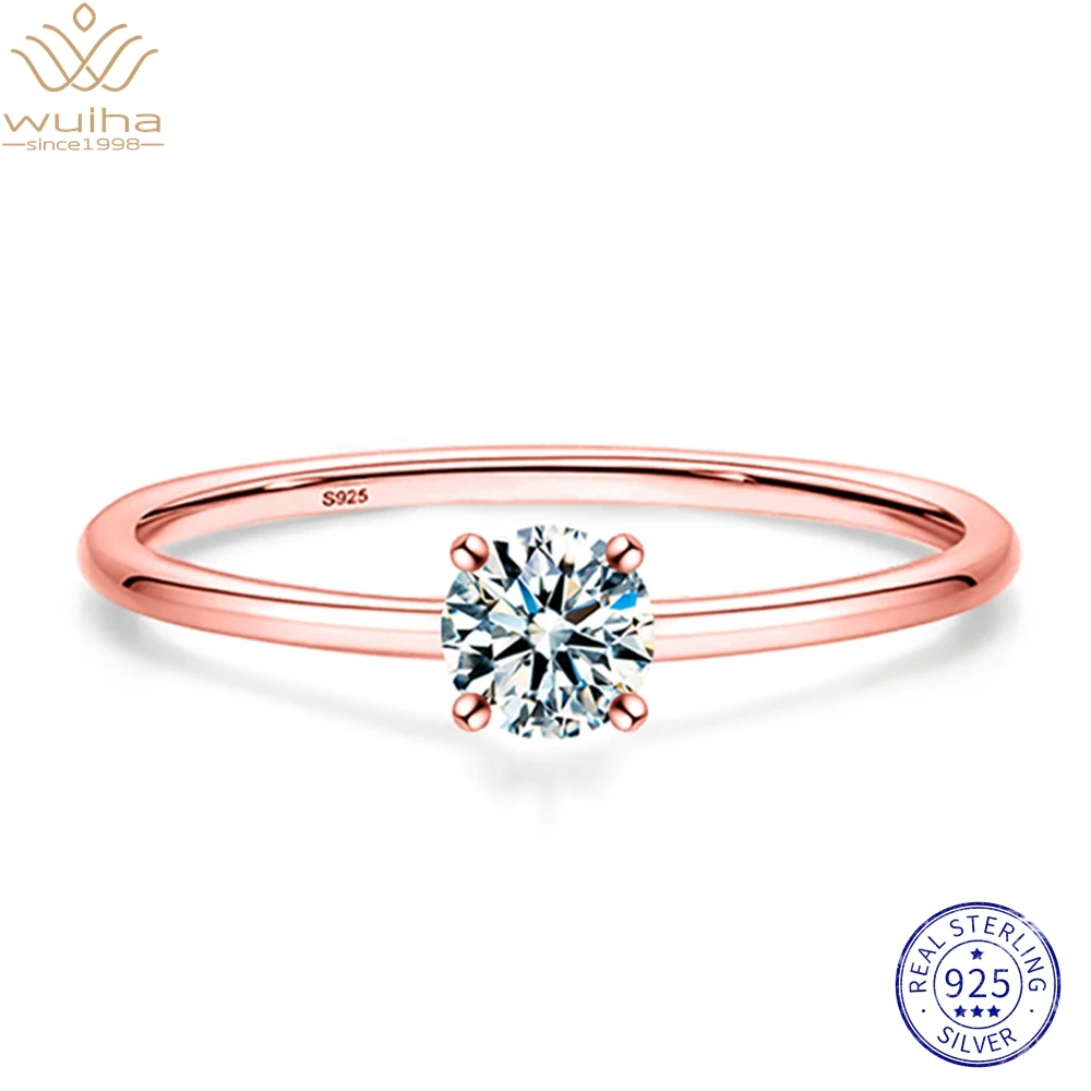 WUIHA ประกายจริง 925 เงินสเตอร์ลิง GRA Moissanite Diamond ครบรอบหมั้นงานแต่งงานแหวนของขวัญผู้หญิงเครื่องประดับ Fine