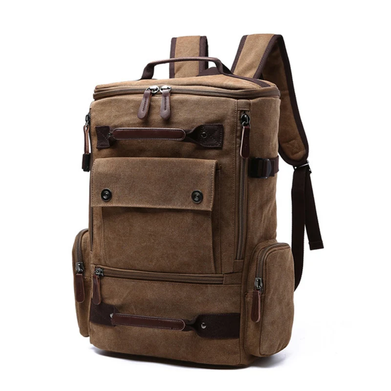 Mochila Vintage de lona para hombre, Bolsa Escolar de viaje de gran capacidad, para ordenador portátil, de alta calidad