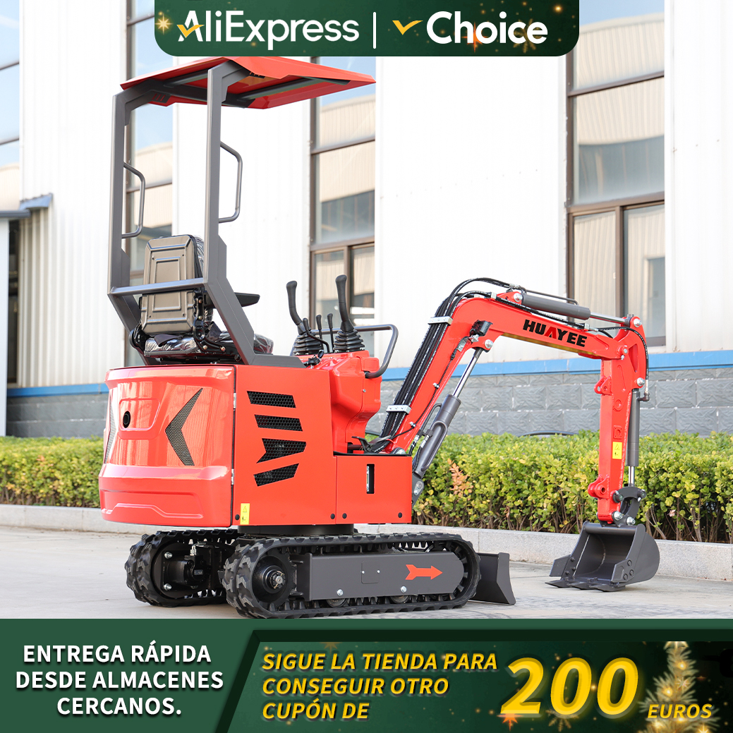 Miniexcavadora 1000kg personalizada HUAYEE China fábrica excavadora sobre orugas entrega rápida multifuncional con excavadora de cabina