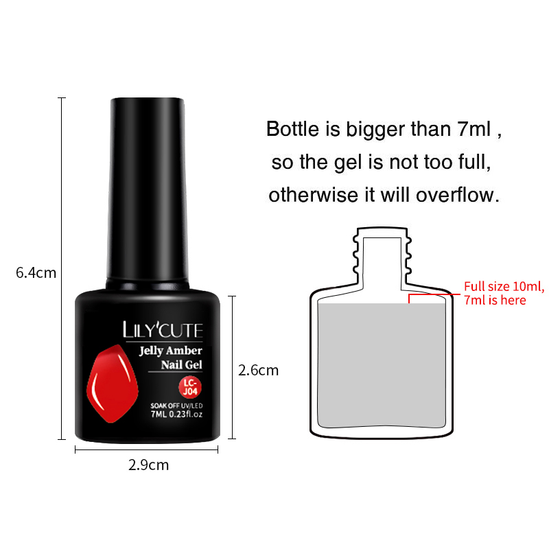 LILYCUTE 7ml Translucent Jelly Amber GEL เล็บสีน้ําตาลเคลือบเงาเจลยาวนานกึ่งถาวร UV เล็บเล็บ