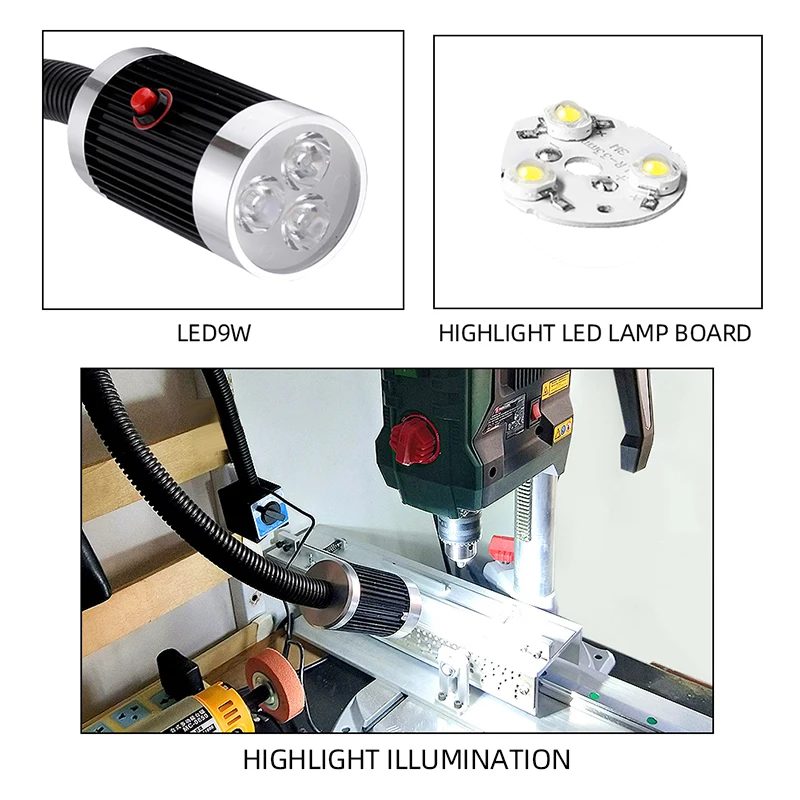 Led CNC Machine Tool Work Lamp Lathe long Gooseneck Workshop Working Lights Magnetic / Screw Base Super Bright Industrial Lamp