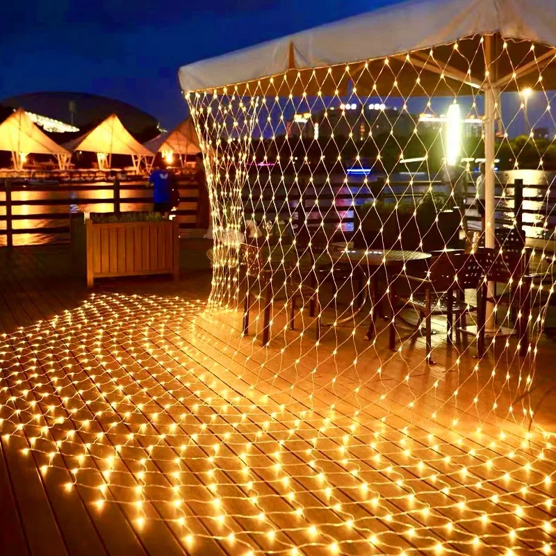 Lampki LED w kształcie siatki, wtyczka EU, girlanda świetlna, kurtyna okienna, lampki choinkowe, girlanda świetlna na wesele, urodziny, imprezę.
